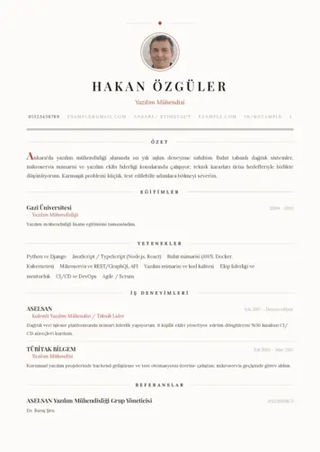 Yazılım Mühendisi Cv Örnekleri cv indir